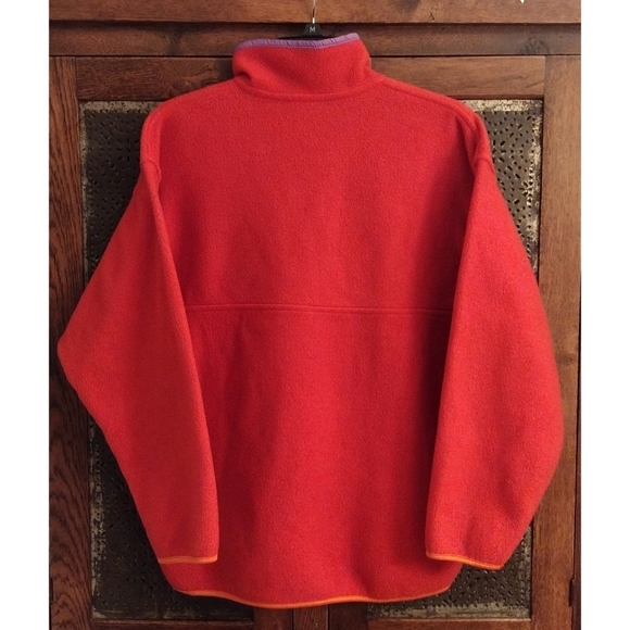 90's PACER UNISEX Oversized Fleece Pullover, Size M, Red/Violet/Orange VTG - Picture 4 of 9